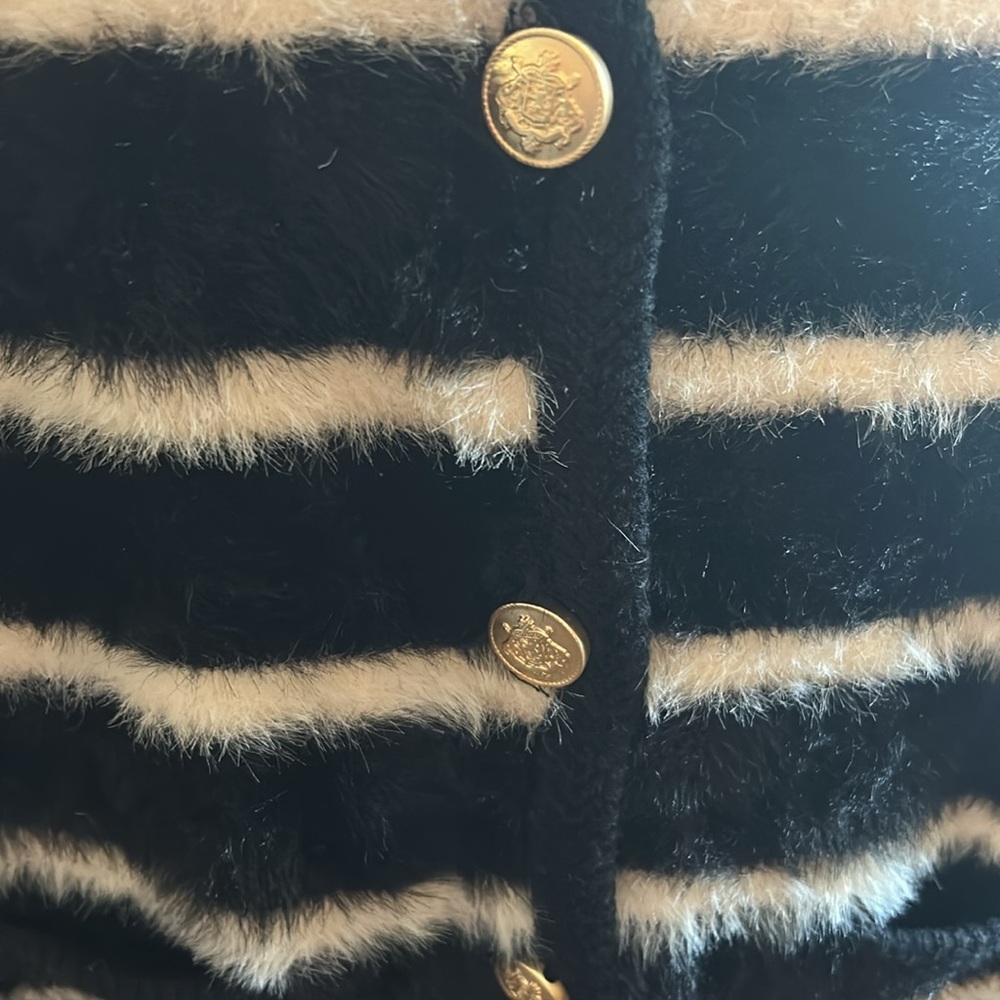 J Crew Lady Jacket Sweater in Striped Brushed Yarn Sz. Med NWT - Picture 7 of 9